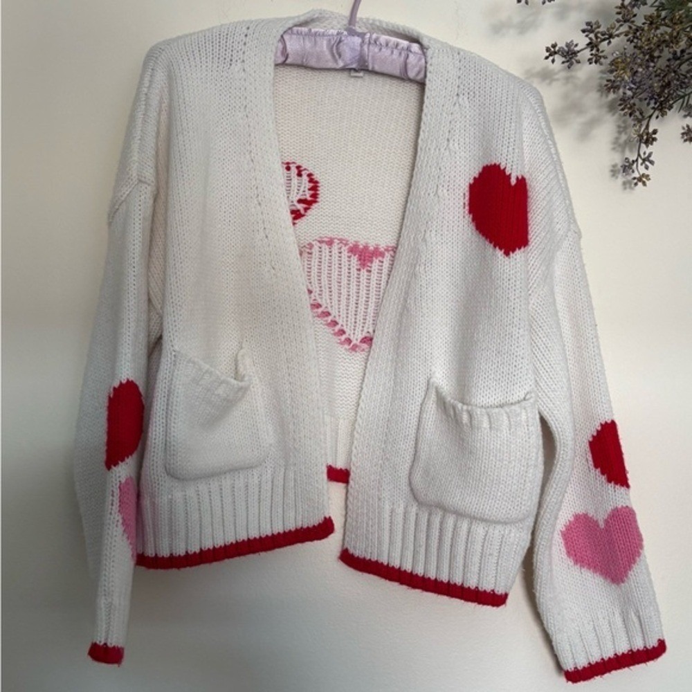 Valentine Heart Thick Cardigan Sweater  Francesca's  XS